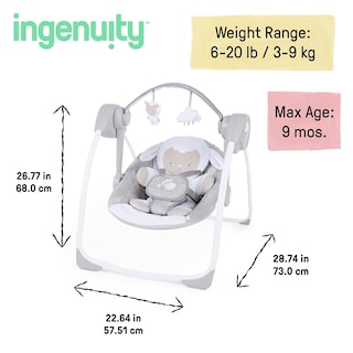 Foto 5 | Baby Swing Ingenuity Comfort 2 Go, Compacto Y Portátil Con Música - Venta Internacional.