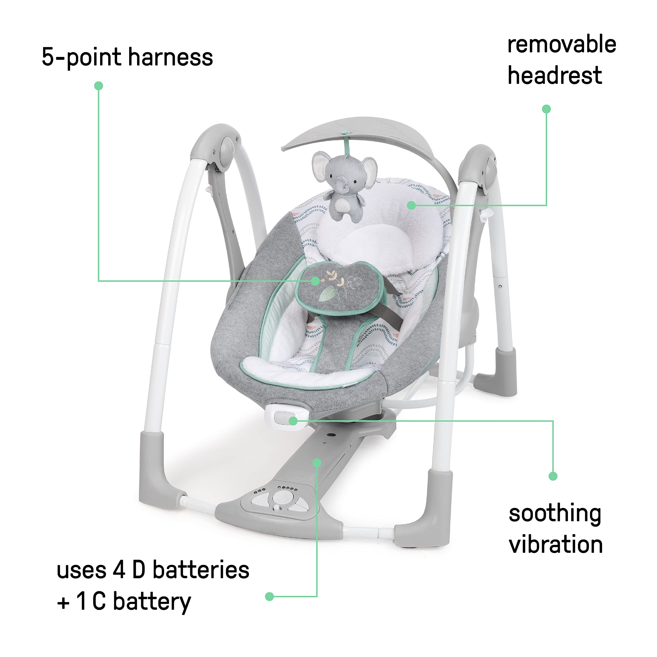 Foto 3 pulgar | Columpio Para Bebés Y Asiento Infantil Ingenuity Convertme 2 En 1 Swell - Venta Internacional.