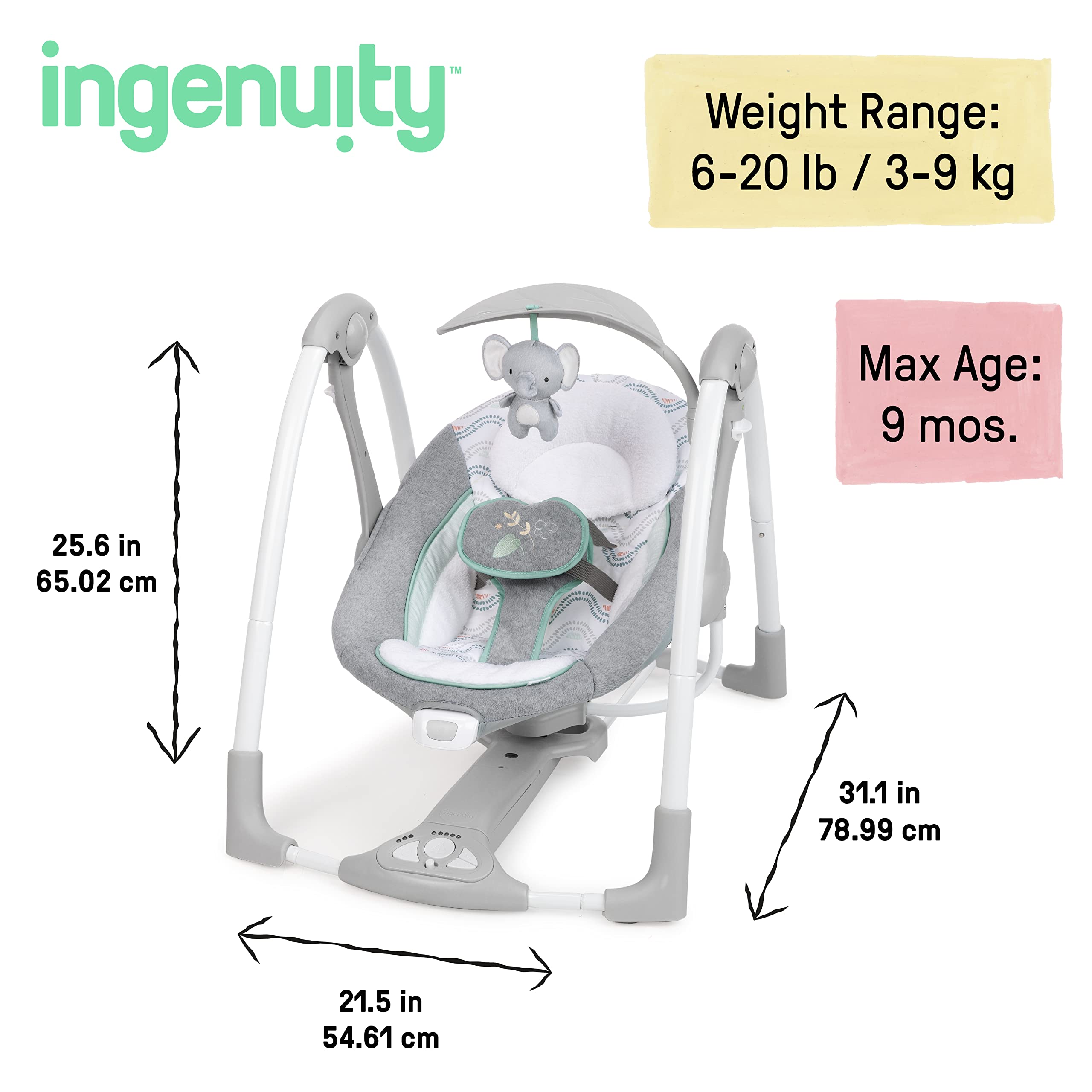 Foto 6 pulgar | Columpio Para Bebés Y Asiento Infantil Ingenuity Convertme 2 En 1 Swell - Venta Internacional.