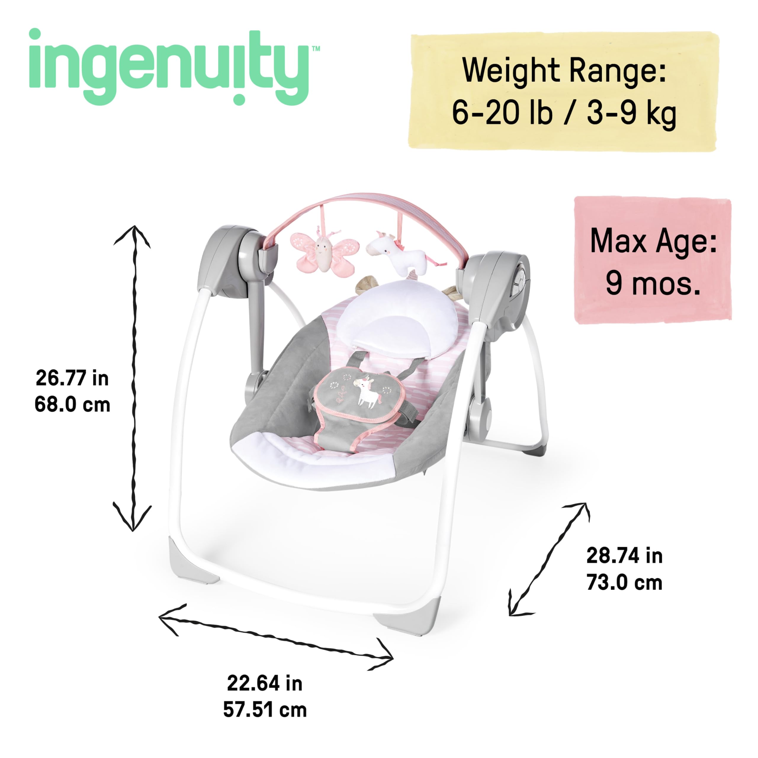 Foto 7 pulgar | Baby Swing Ingenuity Comfort 2 Go, Compacto Y Portátil Con Música - Venta Internacional.