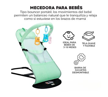 Foto 2 | Silla Mecedora Bebe Columpio Infantil Portátil Ajustable
