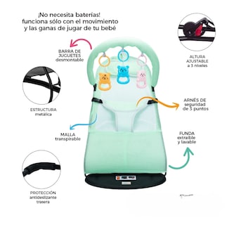 Foto 3 | Silla Mecedora Bebe Columpio Infantil Portátil Ajustable