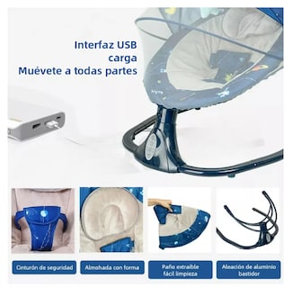 Foto 6 | Columpio Mecedora Eléctrica Para Bebé Con Mosquitero Cuna Música Color Sky Blue
