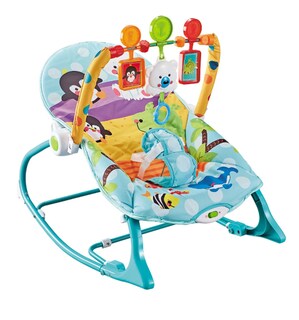Foto 1 | Silla Vibradora Mecedora De Bebe Musical Con Juegos Color Azul-verde Turquesa
