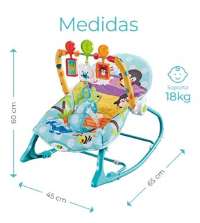 Foto 2 | Silla Vibradora Mecedora De Bebe Musical Con Juegos Color Azul-verde Turquesa