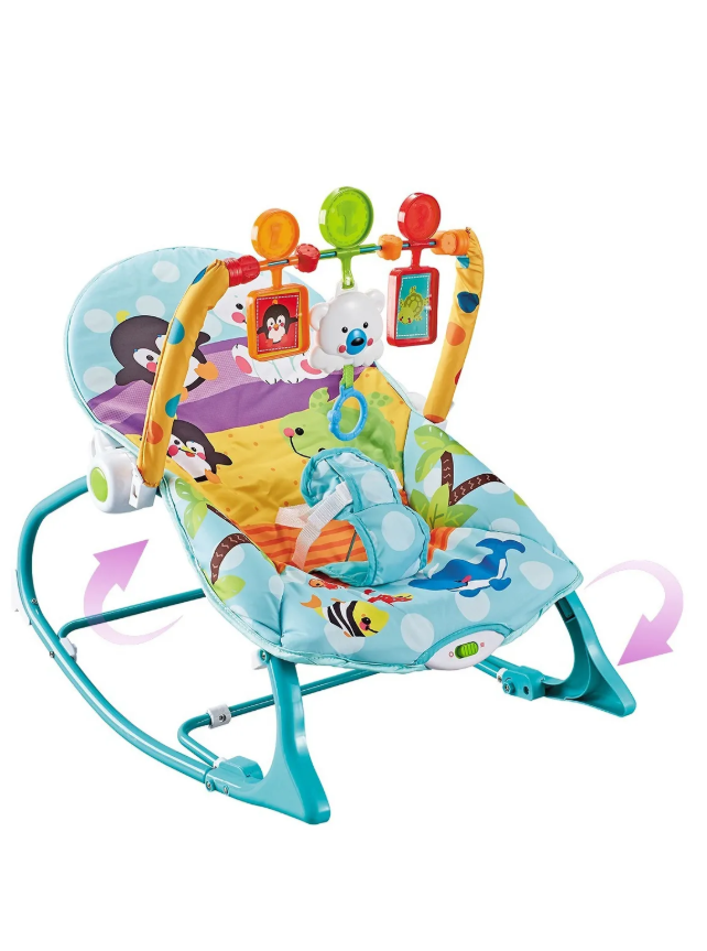 Foto 4 pulgar | Silla Vibradora Mecedora De Bebe Musical Con Juegos Color Azul-verde Turquesa