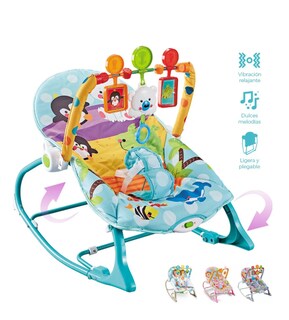 Foto 4 | Silla Vibradora Mecedora De Bebe Musical Con Juegos Color Azul-verde Turquesa