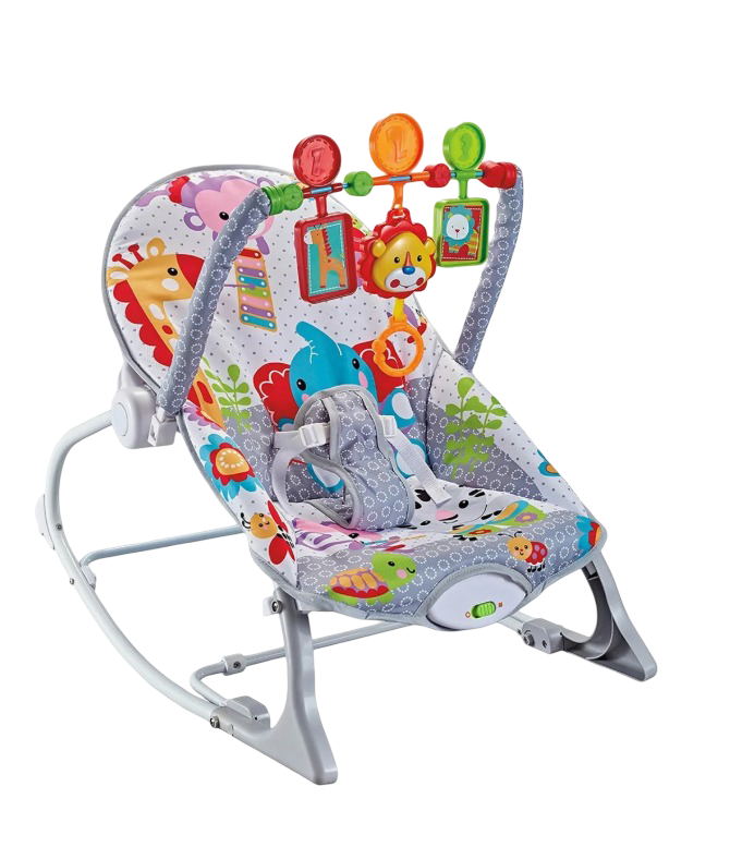 Silla Vibradora Mecedora De Bebe Musical Con Juegos Color Gris