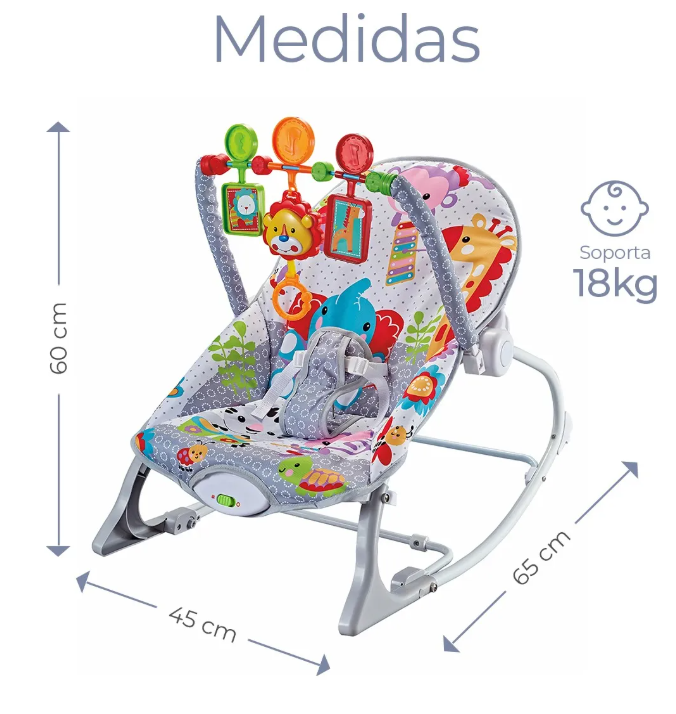 Foto 4 pulgar | Silla Vibradora Mecedora De Bebe Musical Con Juegos Color Gris