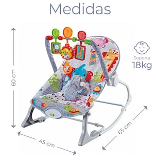 Foto 3 | Silla Vibradora Mecedora De Bebe Musical Con Juegos Color Gris