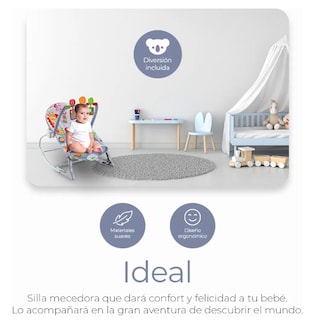 Foto 4 | Silla Vibradora Mecedora De Bebe Musical Con Juegos Color Gris