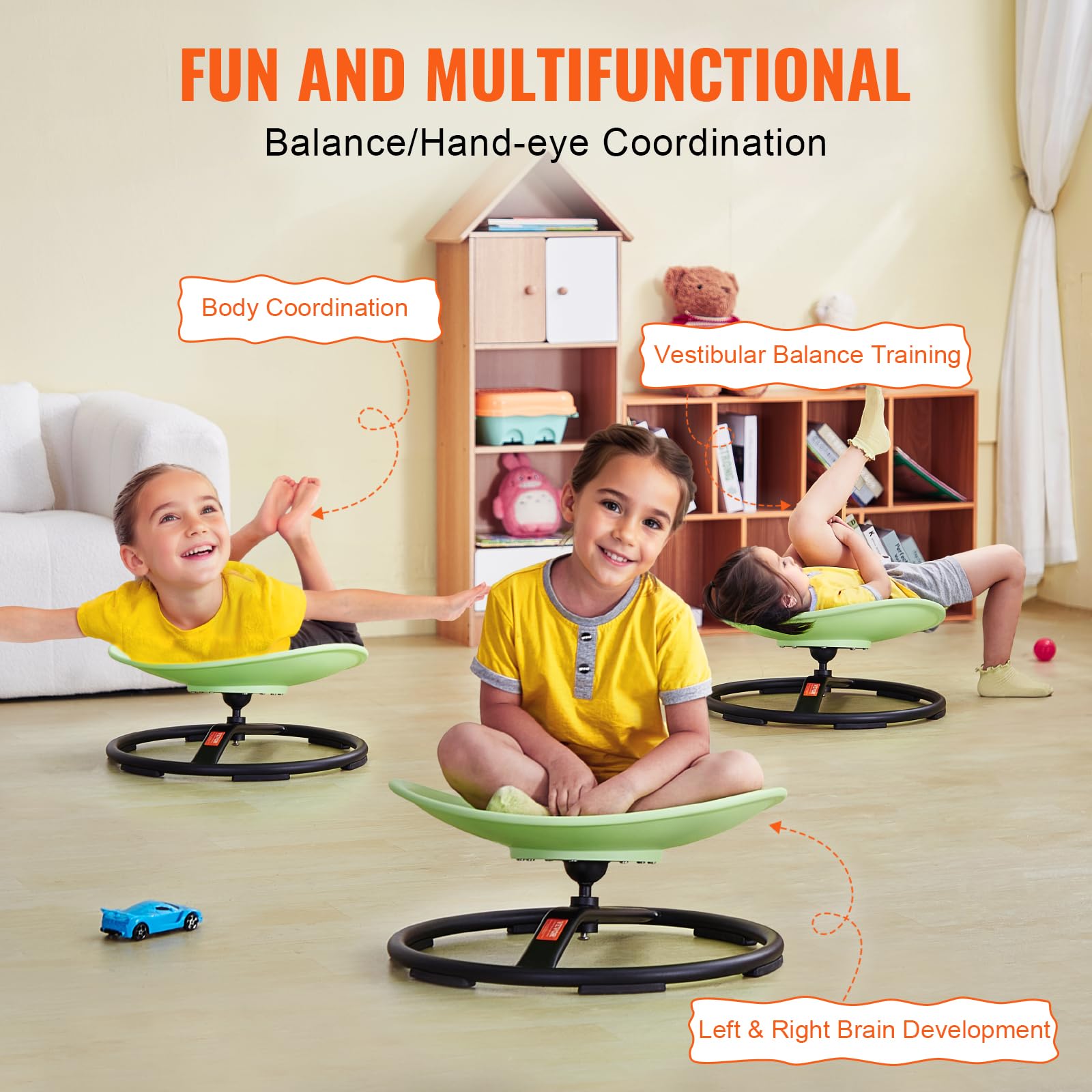 Foto 4 pulgar | Silla Giratoria Vevor Kids Sensory Spinning De 100 Kg De Capacidad, Color Verde - Venta Internacional.