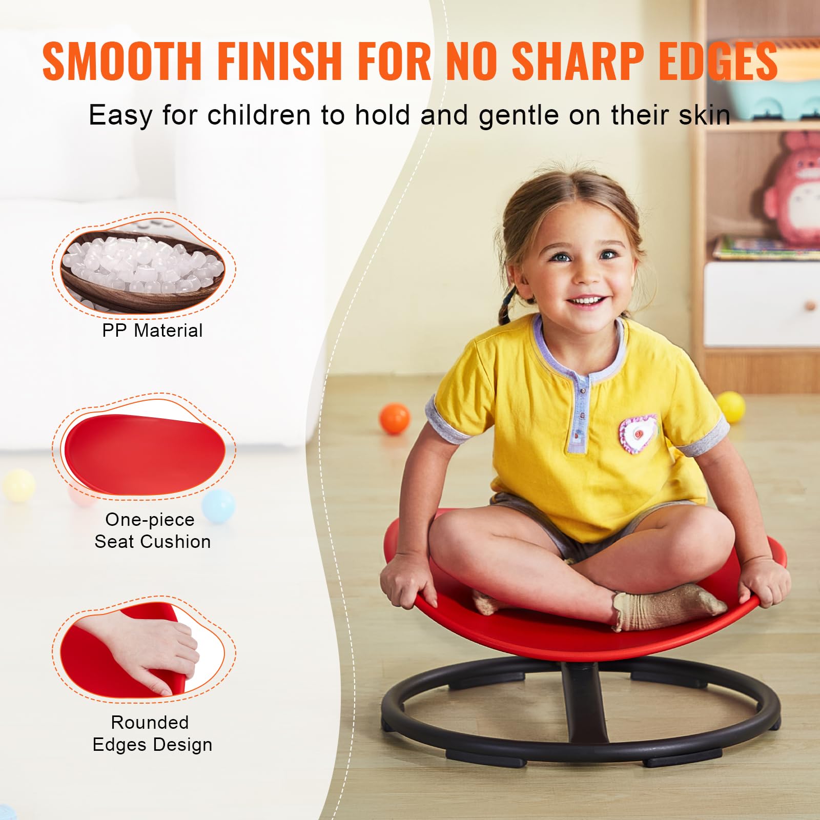 Foto 7 pulgar | Silla Giratoria Vevor Kids Sensory Toy, 100 Kg De Capacidad, Color Rojo - Venta Internacional.