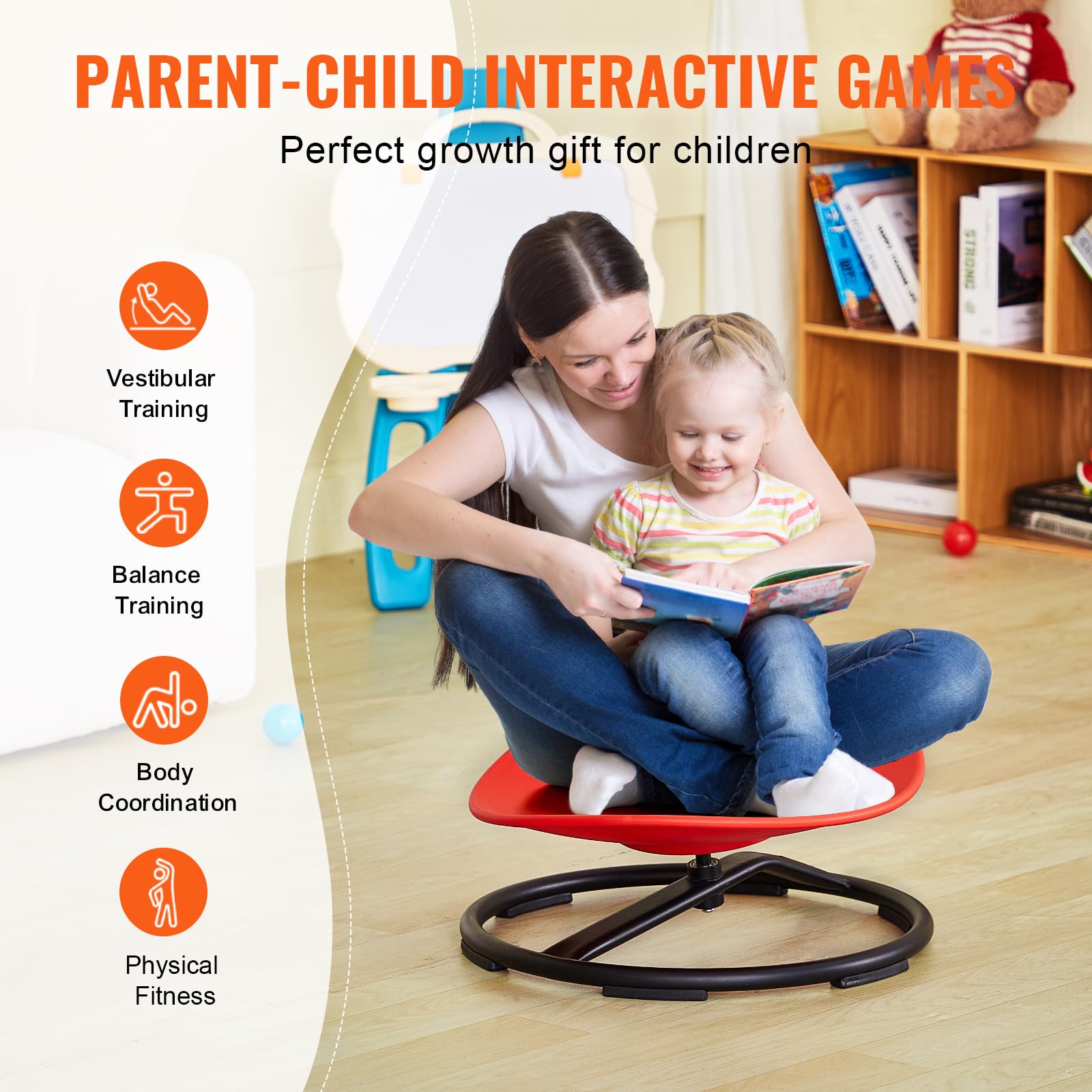 Foto 8 pulgar | Silla Giratoria Vevor Kids Sensory Toy, 100 Kg De Capacidad, Color Rojo - Venta Internacional.