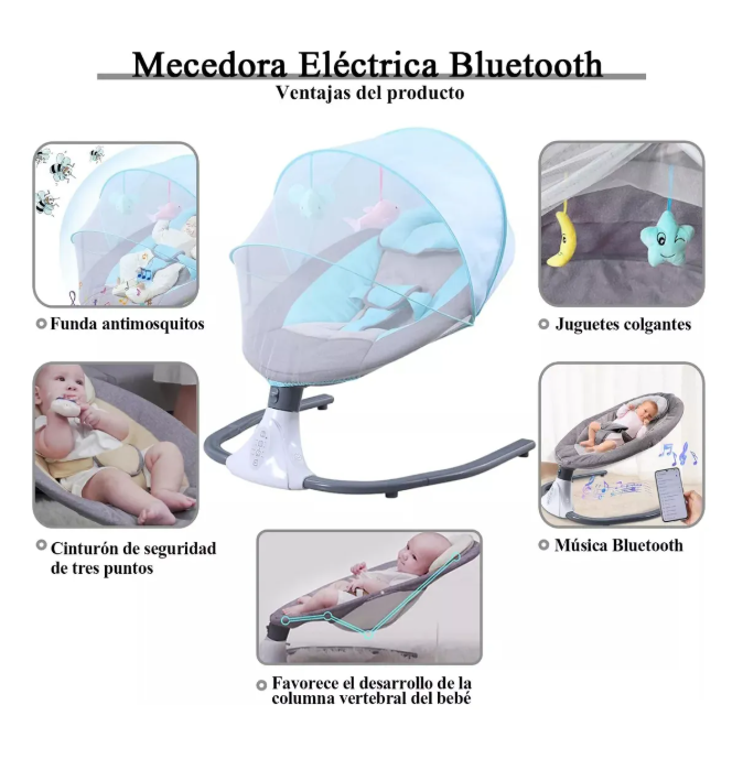 Foto 3 pulgar | Mecedora Eléctrica para Bebé Black Box Azul