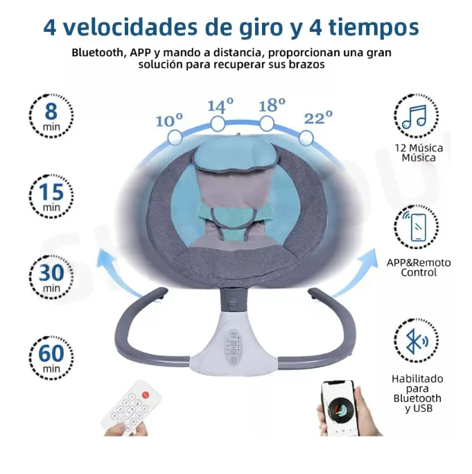 Foto 4 pulgar | Mecedora Eléctrica para Bebé Black Box Azul