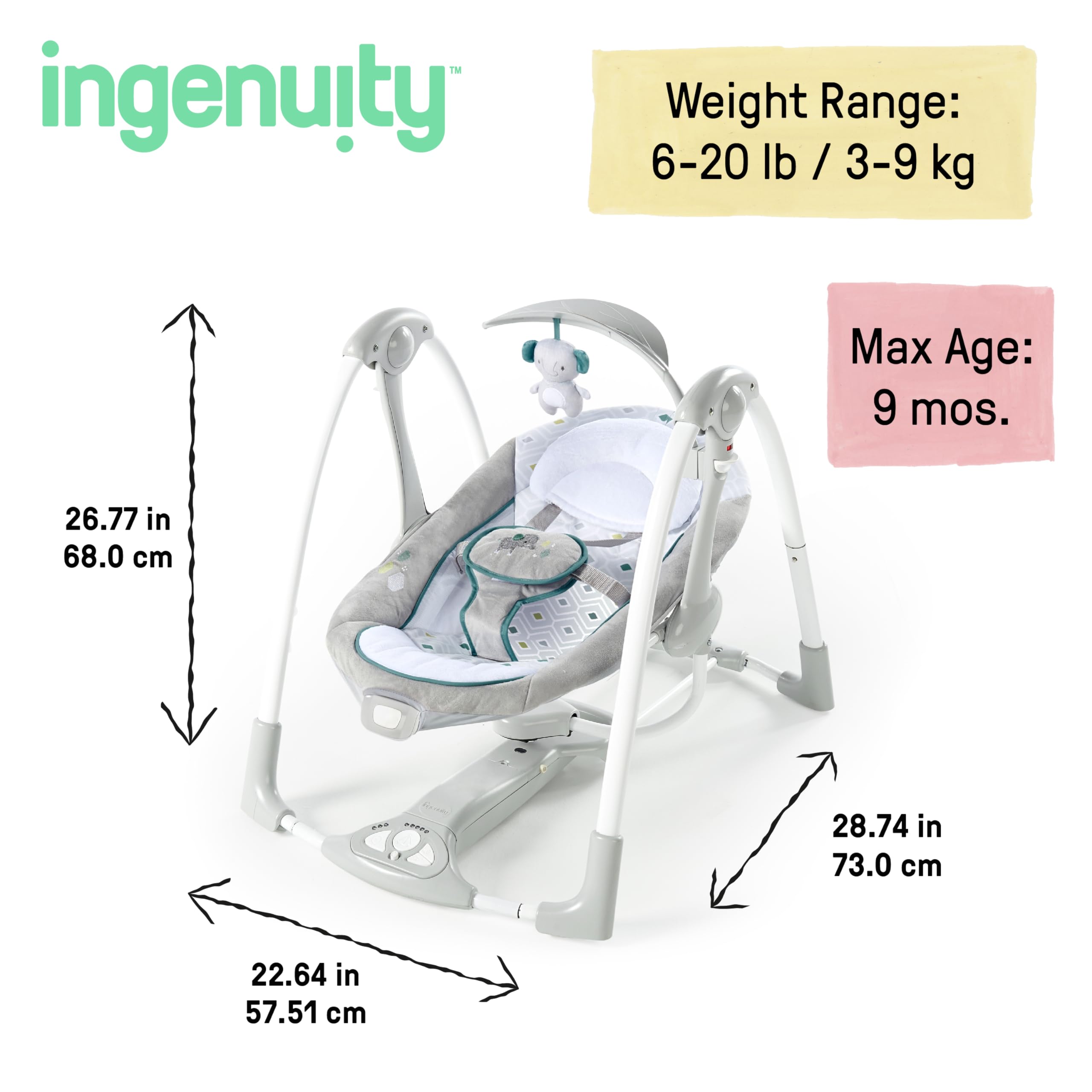 Foto 5 pulgar | Columpio Para Bebés Y Asiento Infantil Ingenuity Convertme 2 En 1 Nash - Venta Internacional.