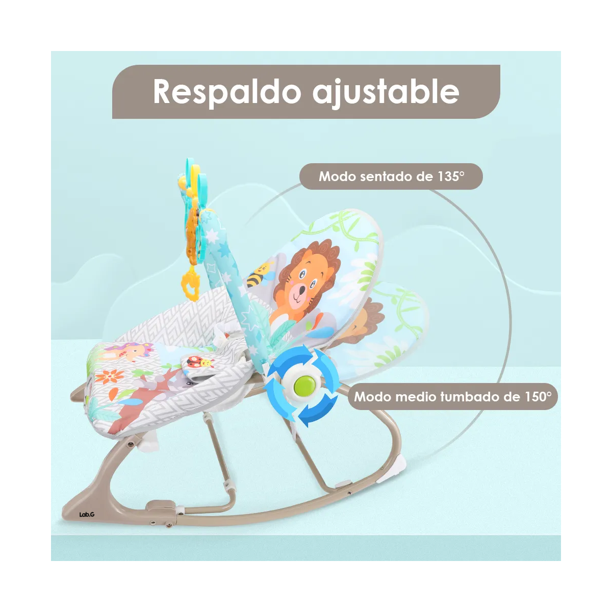 Foto 4 | Silla Vibradora Mecedora De Bebe Musical Con Juegos Lab.g Gris