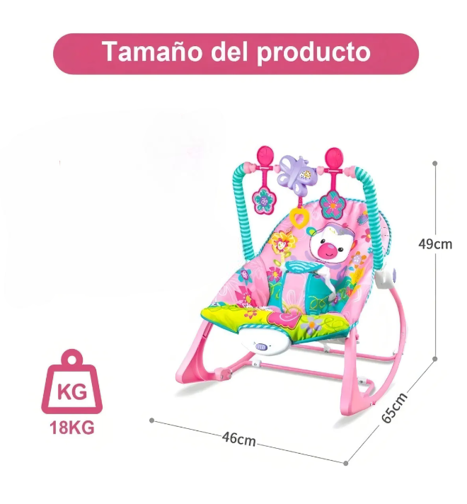 Foto 2 | Silla Vibradora Mecedora De Bebe Musical Con Juegos Color Rosa