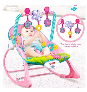 Foto 3 | Silla Vibradora Mecedora De Bebe Musical Con Juegos Color Rosa