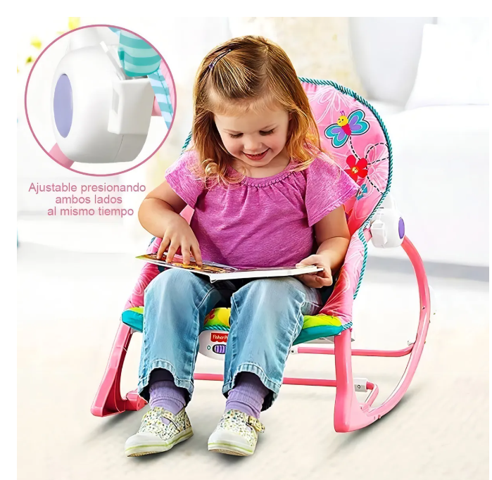 Foto 5 | Silla Vibradora Mecedora De Bebe Musical Con Juegos Color Rosa