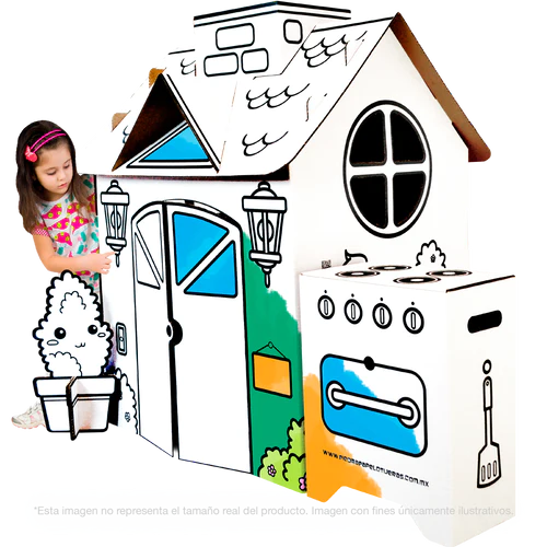 Foto 2 pulgar | Casa de Juegos Casita de Cartón para Colorear a Gran Escala con Pinturas Incluidas Piedra Papel o Tijeras