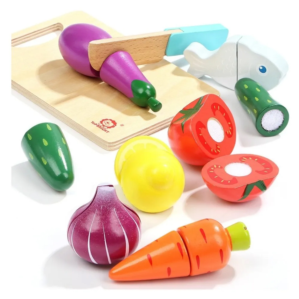 Juego Infantil Vegetales Madera y Velcro TopBright Multicolor