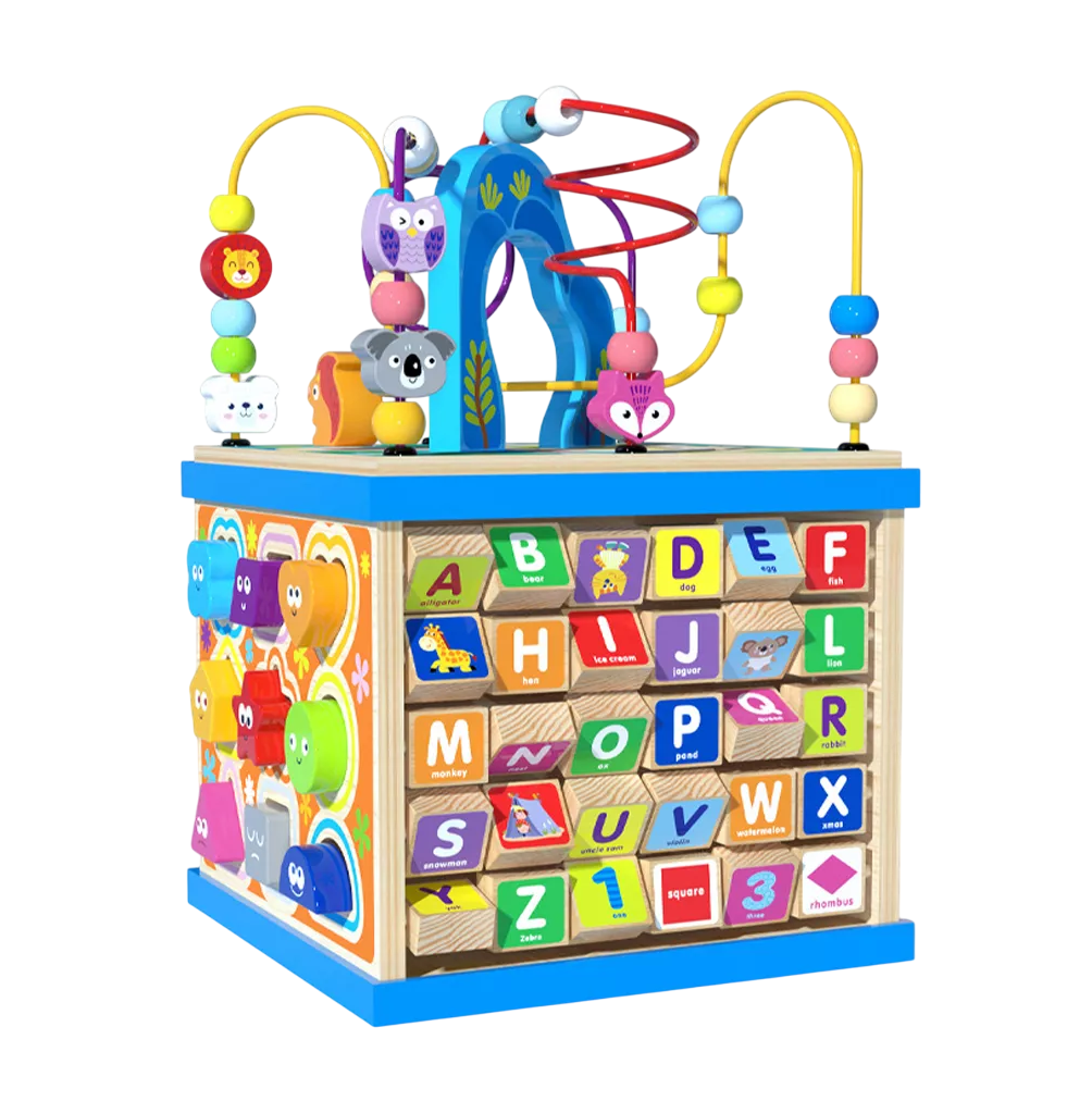 Cubo De Juguete Maze Activity, Teaching Maze 8 En 1 Azul Colores