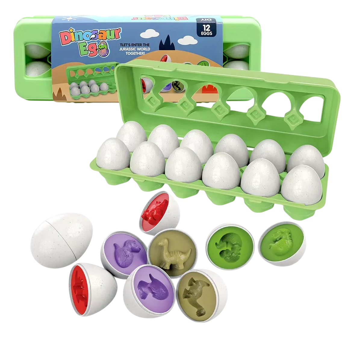 Juego Educativo Para Niños, Juguete Didáctico Huevos Colores Verde