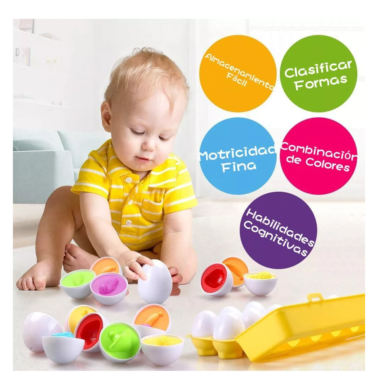 Foto 5 pulgar | Juego Educativo Para Niños, Juguete Didáctico Huevos Colores Amarillo
