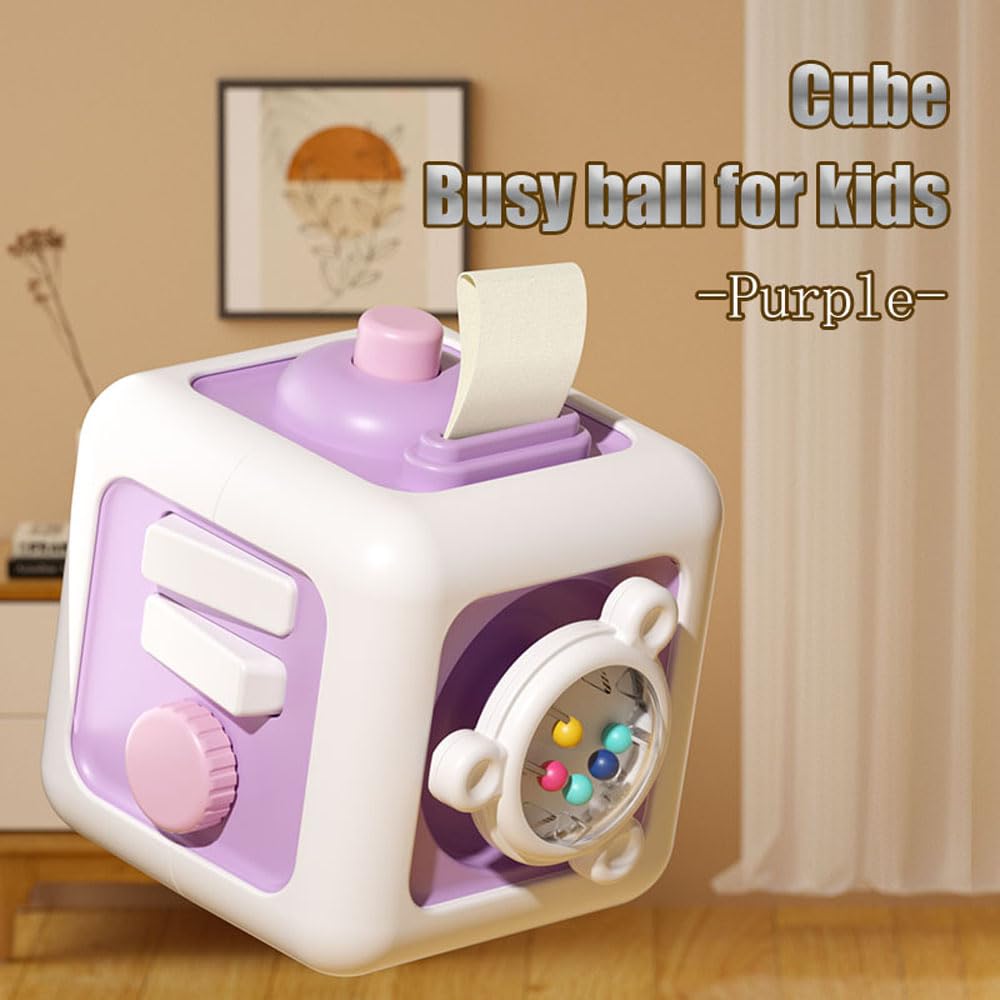 Foto 7 pulgar | Juguete Busy Cube Para Niño De 1 Año, Bebé De 12 A 18 Meses, Color Morado - Venta Internacional.