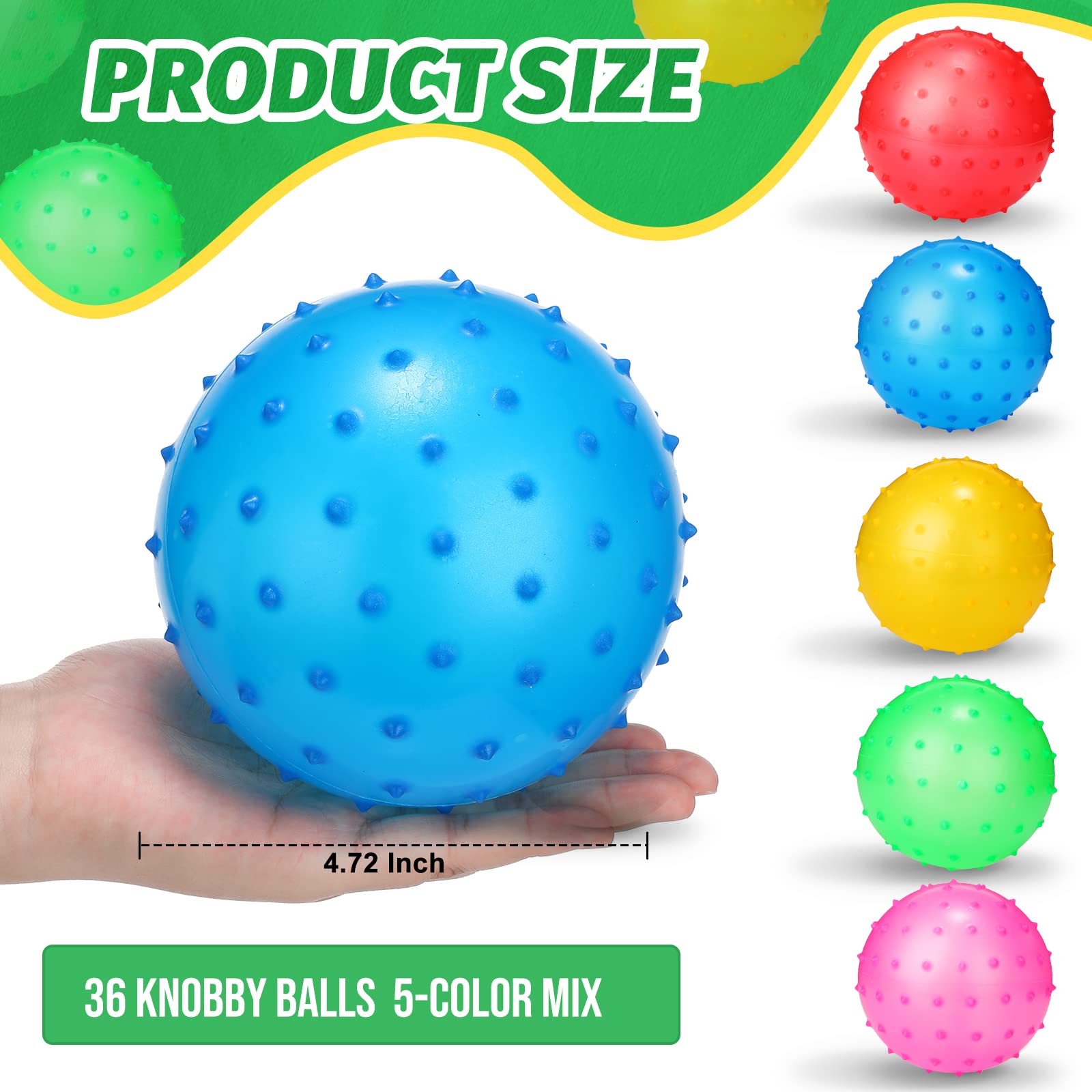 Foto 3 pulgar | Pelota Sensorial Knobby Balls Jerify, 36 Piezas, Hinchable Y Puntiaguda - Venta Internacional.