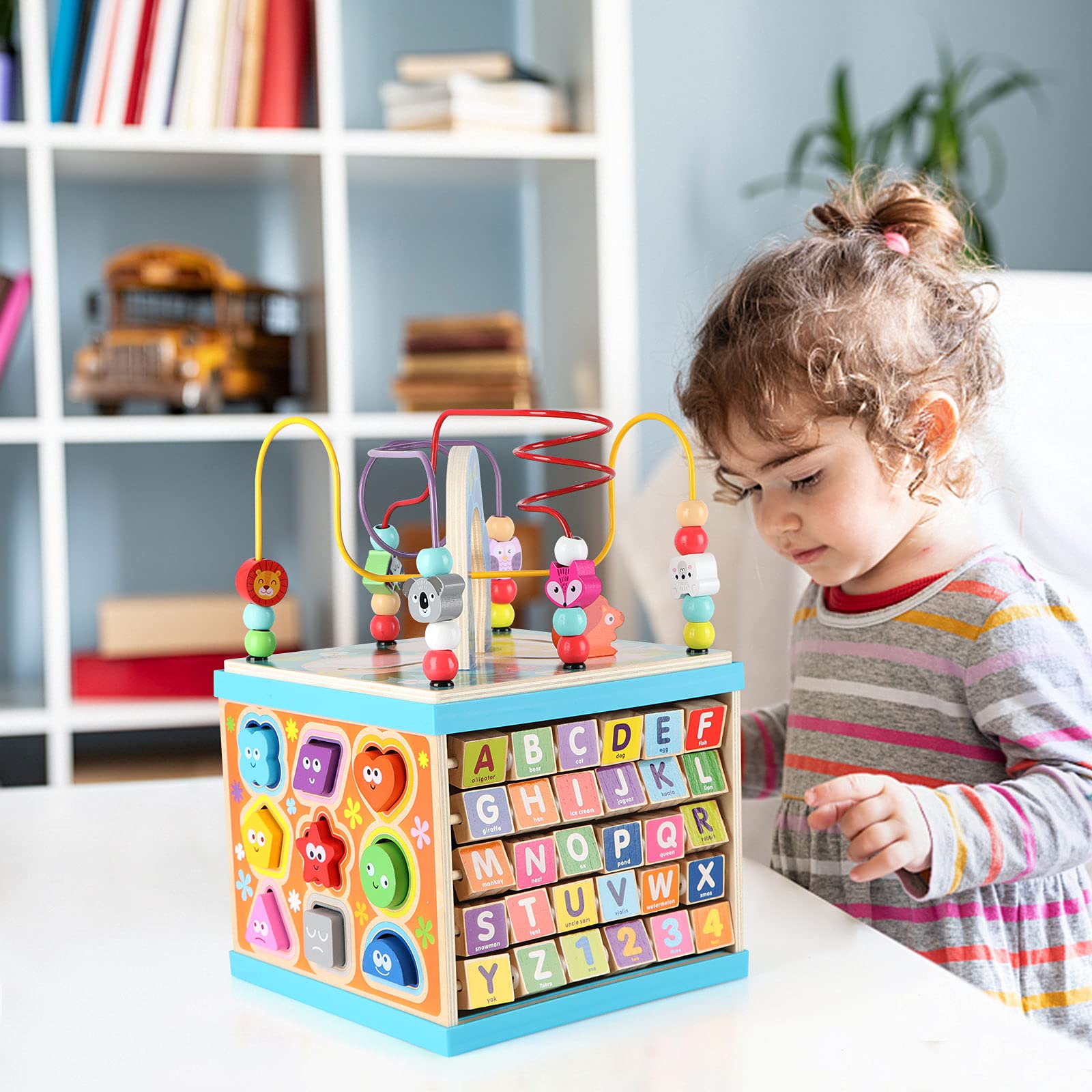 Foto 3 pulgar | Cubo De Actividades Qilay De Madera Para Niños De 1 A 3 Años Con Juegos 5 En 1 - Venta Internacional.