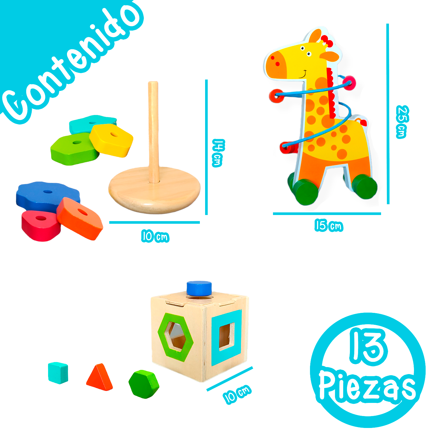 Foto 4 pulgar | Kit de Juegos Didácticos Yuff! Montessori Multicolor 13 Piezas