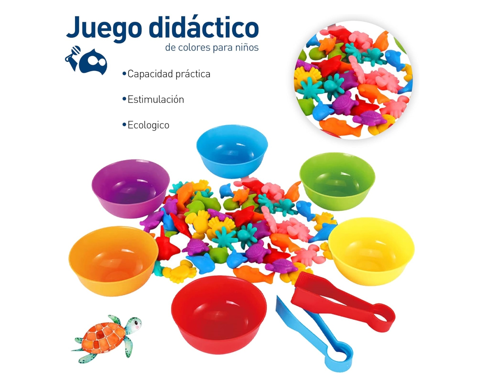 Foto 3 pulgar | Set de Juguetes de Clasificación de Colores Bluelander Figuras de Animales Juguetes Educativos para Desarrollo Cognitiv