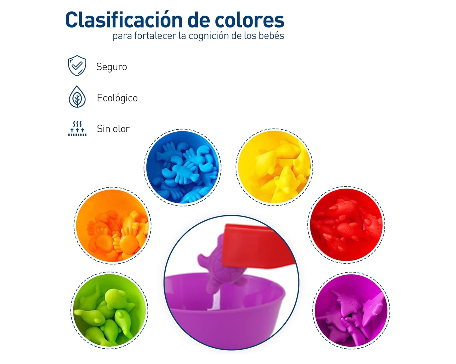 Foto 6 pulgar | Set de Juguetes de Clasificación de Colores Bluelander Figuras de Animales Juguetes Educativos para Desarrollo Cognitiv