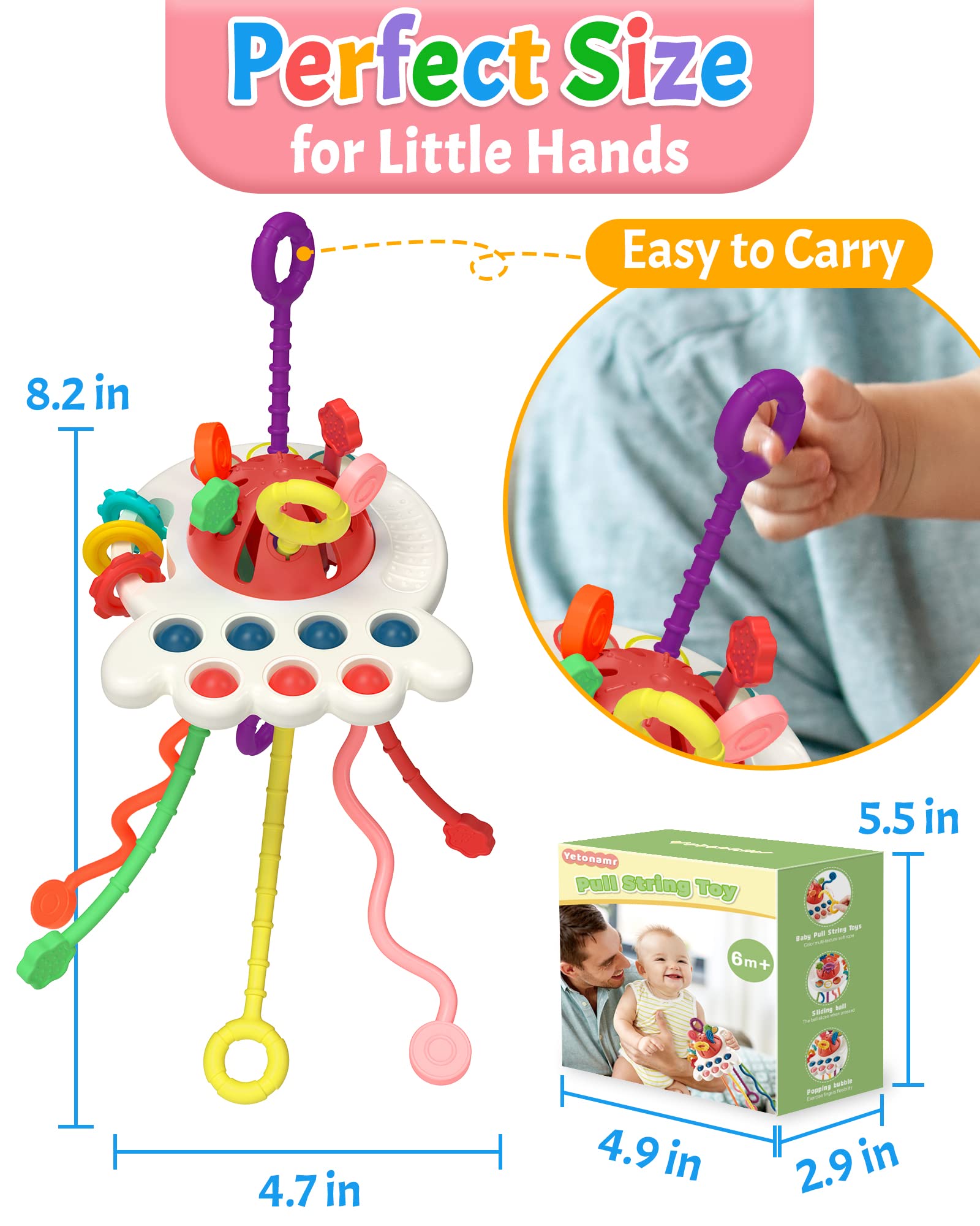 Foto 7 pulgar | Venta Internacional - Juguete Montessori Yetonamar Para Bebés Con Cuerda Sensorial Para La Dentición, 6