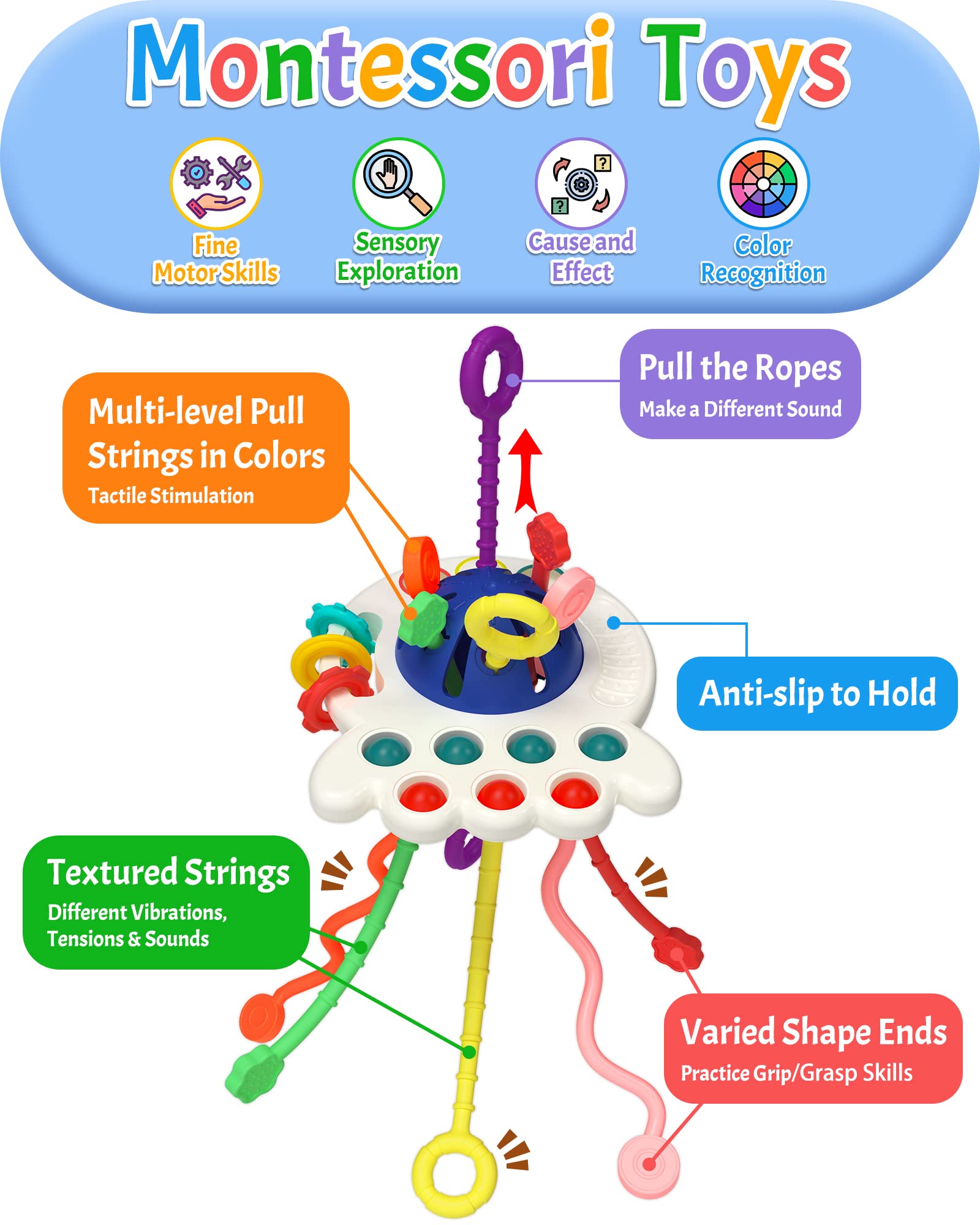 Foto 3 pulgar | Juguete Montessori Yetonamar Baby Sensory Para 6 A 18 Meses Con Dientes - Venta Internacional.