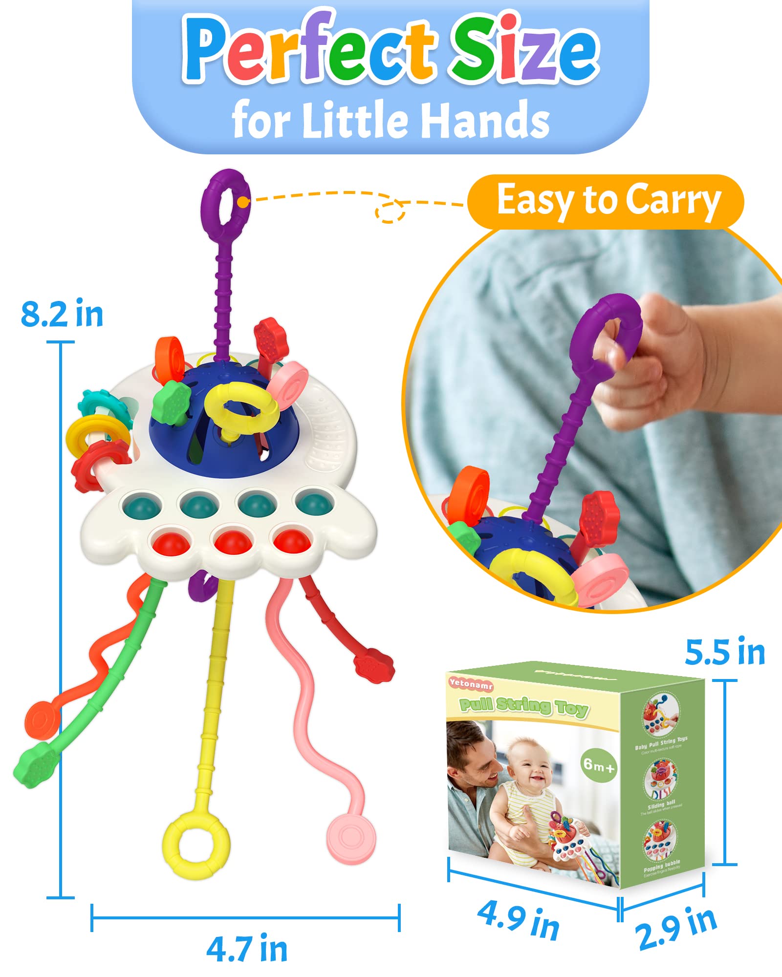 Foto 7 pulgar | Juguete Montessori Yetonamar Baby Sensory Para 6 A 18 Meses Con Dientes - Venta Internacional.