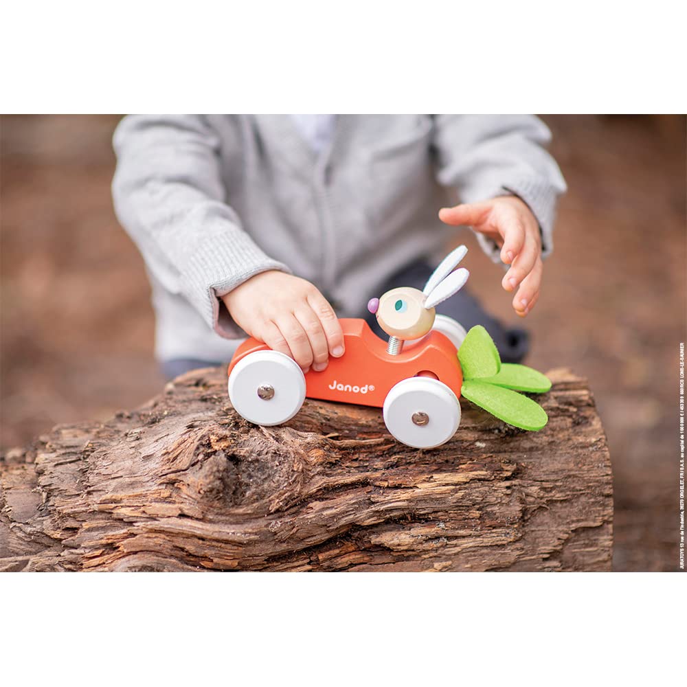 Foto 5 pulgar | Push Car Janod, Coche De Madera Con Forma De Conejo Y Zanahoria, 12 Meses O Más - Venta Internacional.