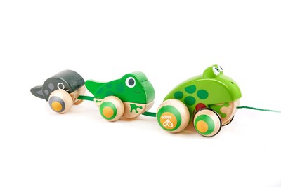 Foto 1 | Toy Along Hape Frog Family Con Ruedas Antivuelco - Venta Internacional.