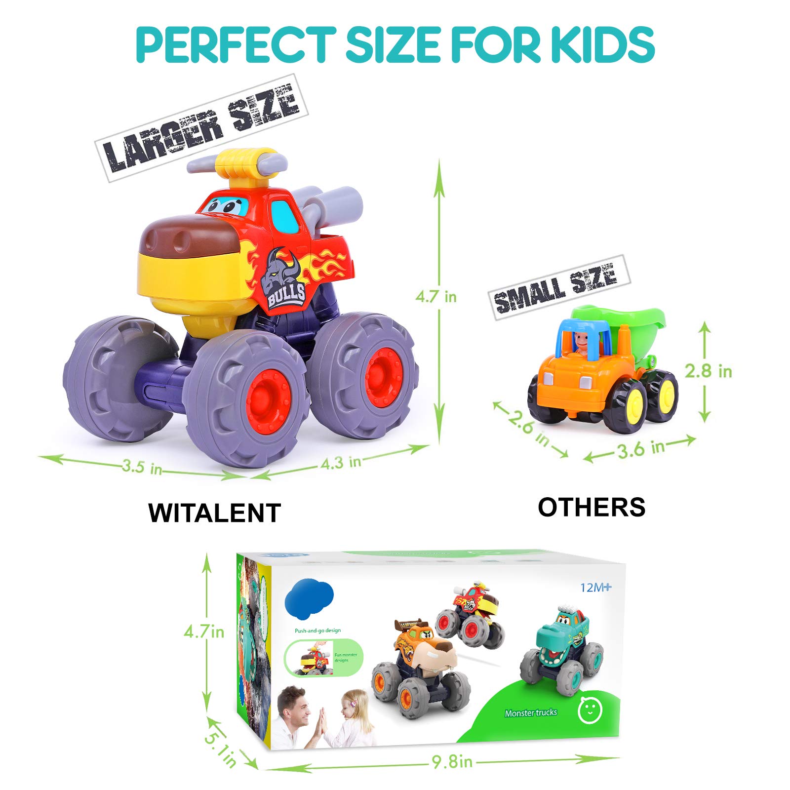 Foto 8 pulgar | Toy Cars Witalent Monster Truck Push & Go De 1 A 3 Años, Paquete De 3 - Venta Internacional.