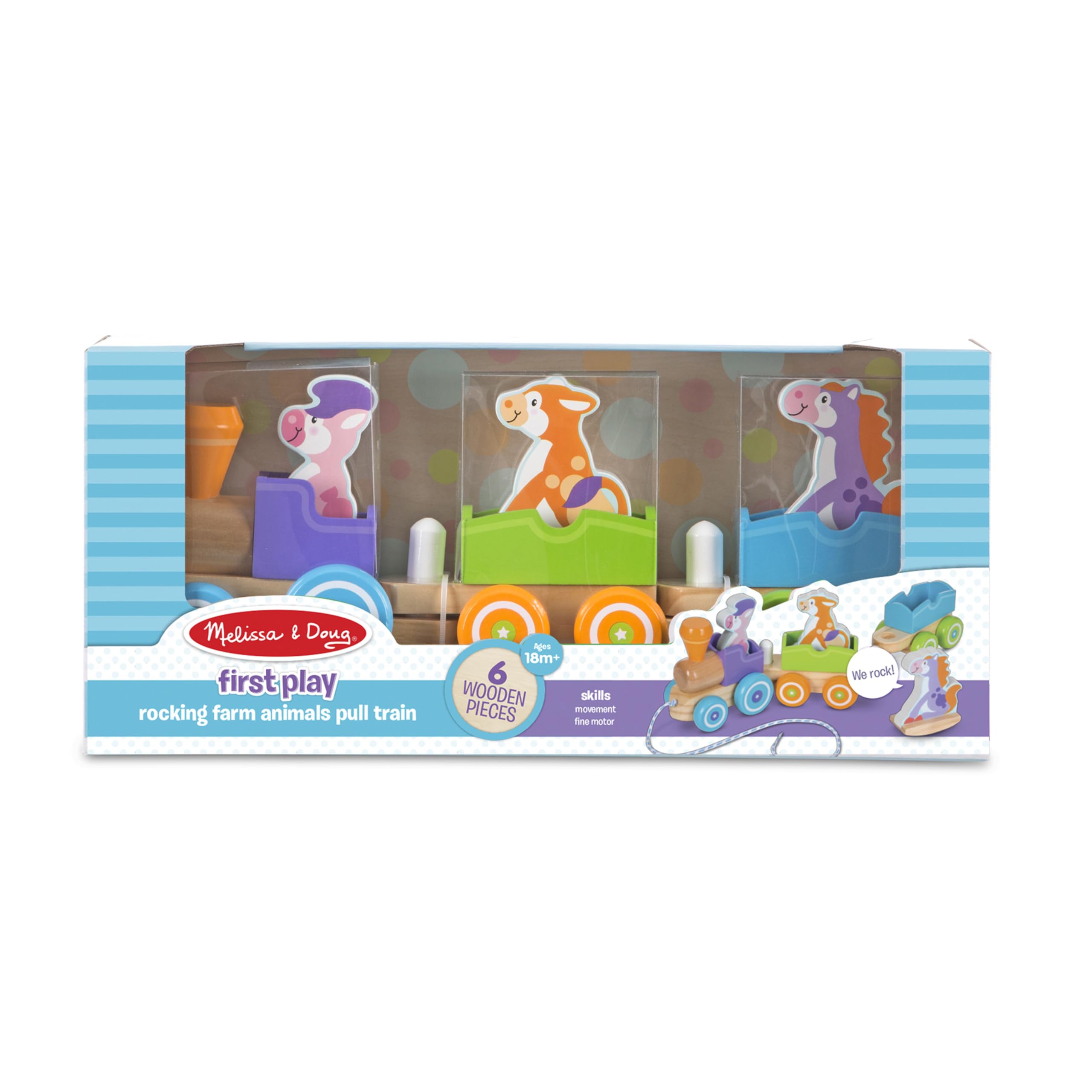 Foto 7 pulgar | Primera Jugada De Pull Train Melissa & Doug Wooden Rocking Farm Ani - Venta Internacional.