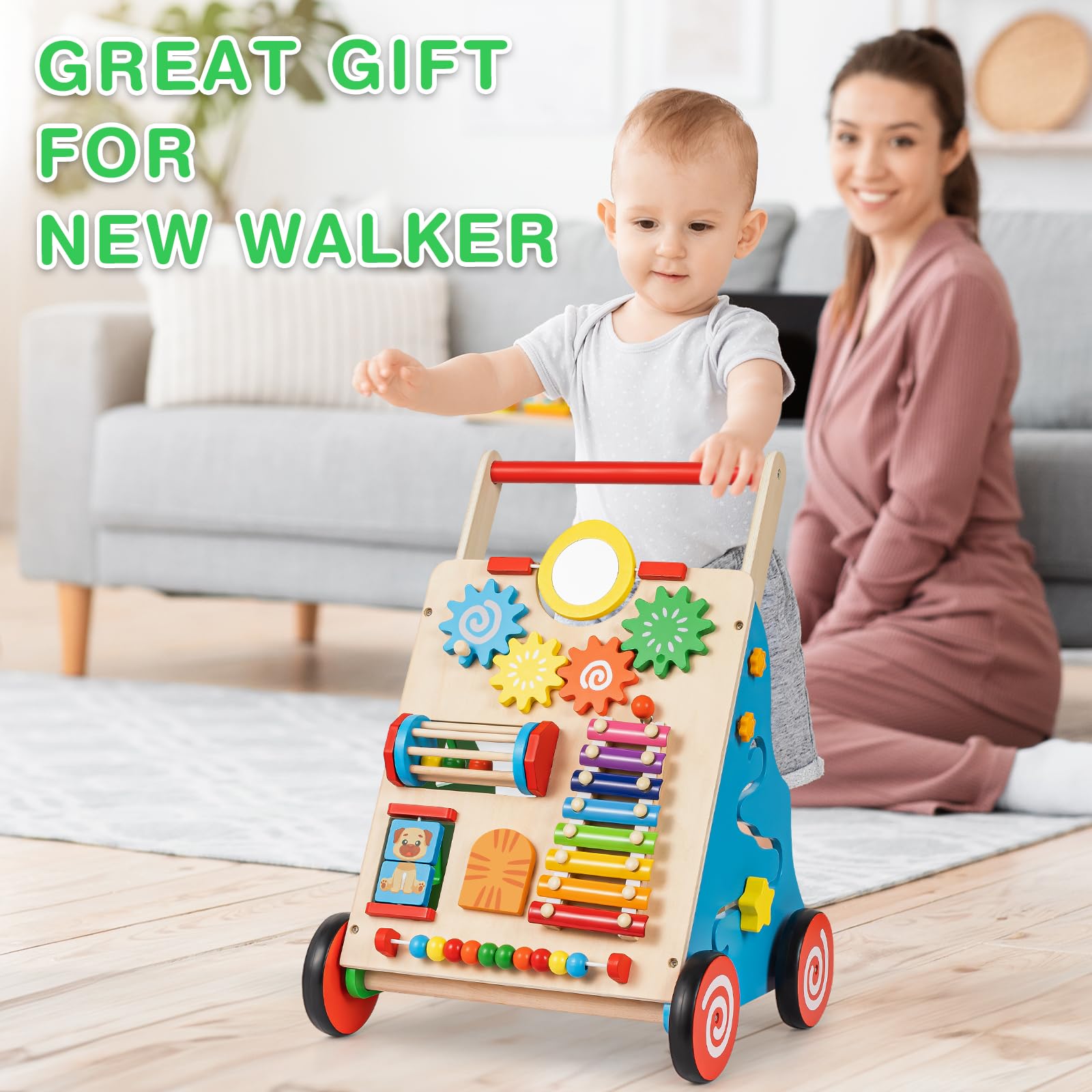 Foto 7 | Baby Walker V-opitos De Madera, Altura Ajustable De 6 A 18 Meses - Venta Internacional.