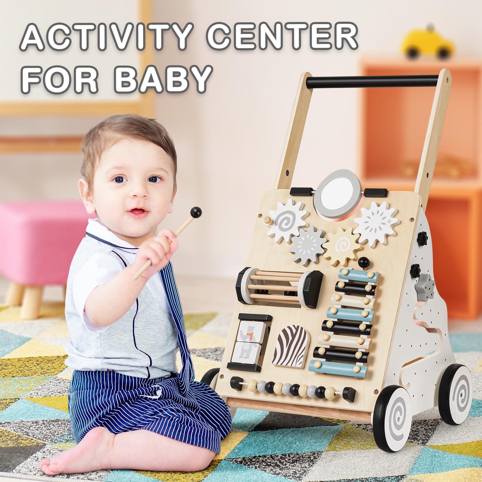 Foto 4 pulgar | Baby Walker V-opitos De Madera Ajustable En Altura Con Activity Ce - Venta Internacional.