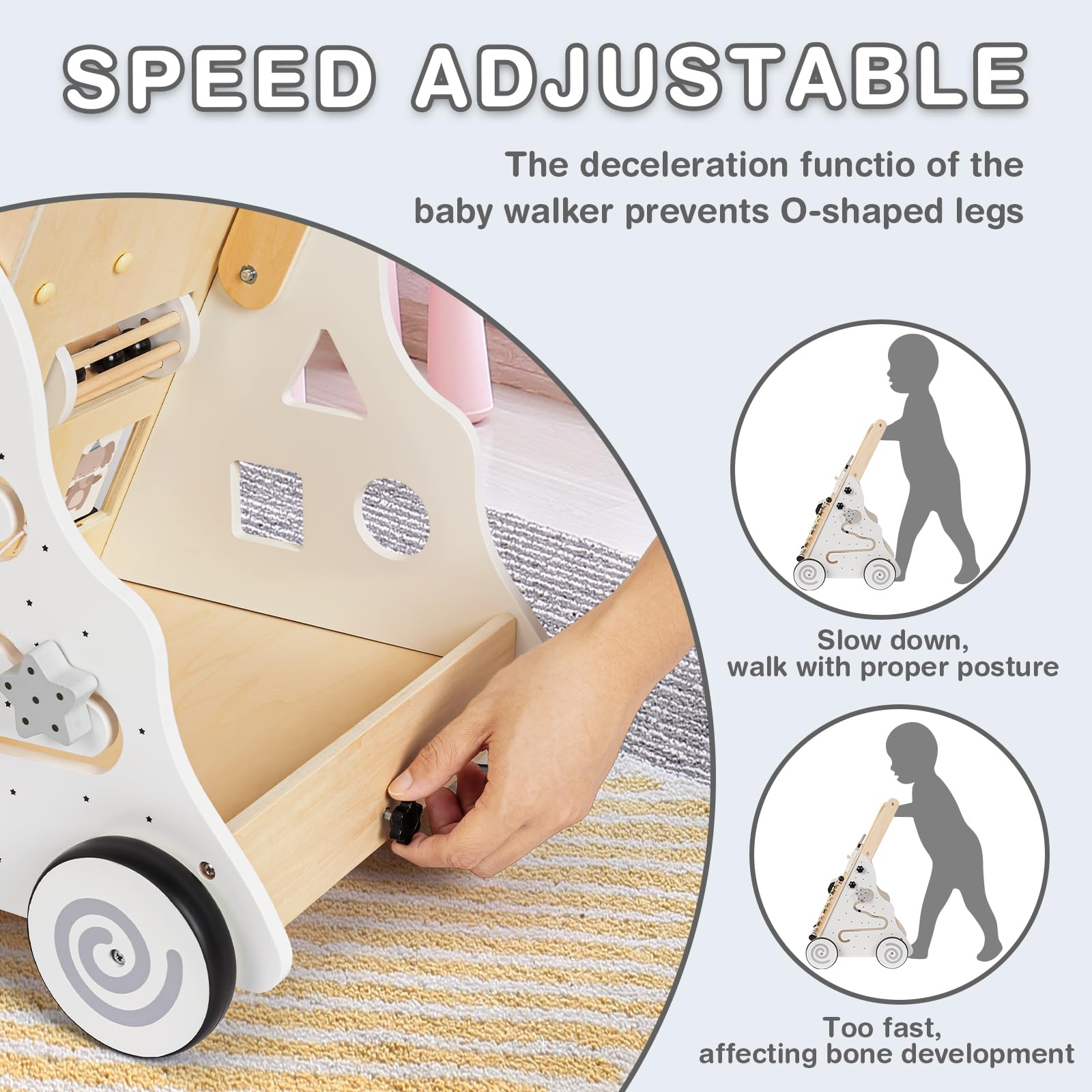 Foto 6 pulgar | Baby Walker V-opitos De Madera Ajustable En Altura Con Activity Ce - Venta Internacional.