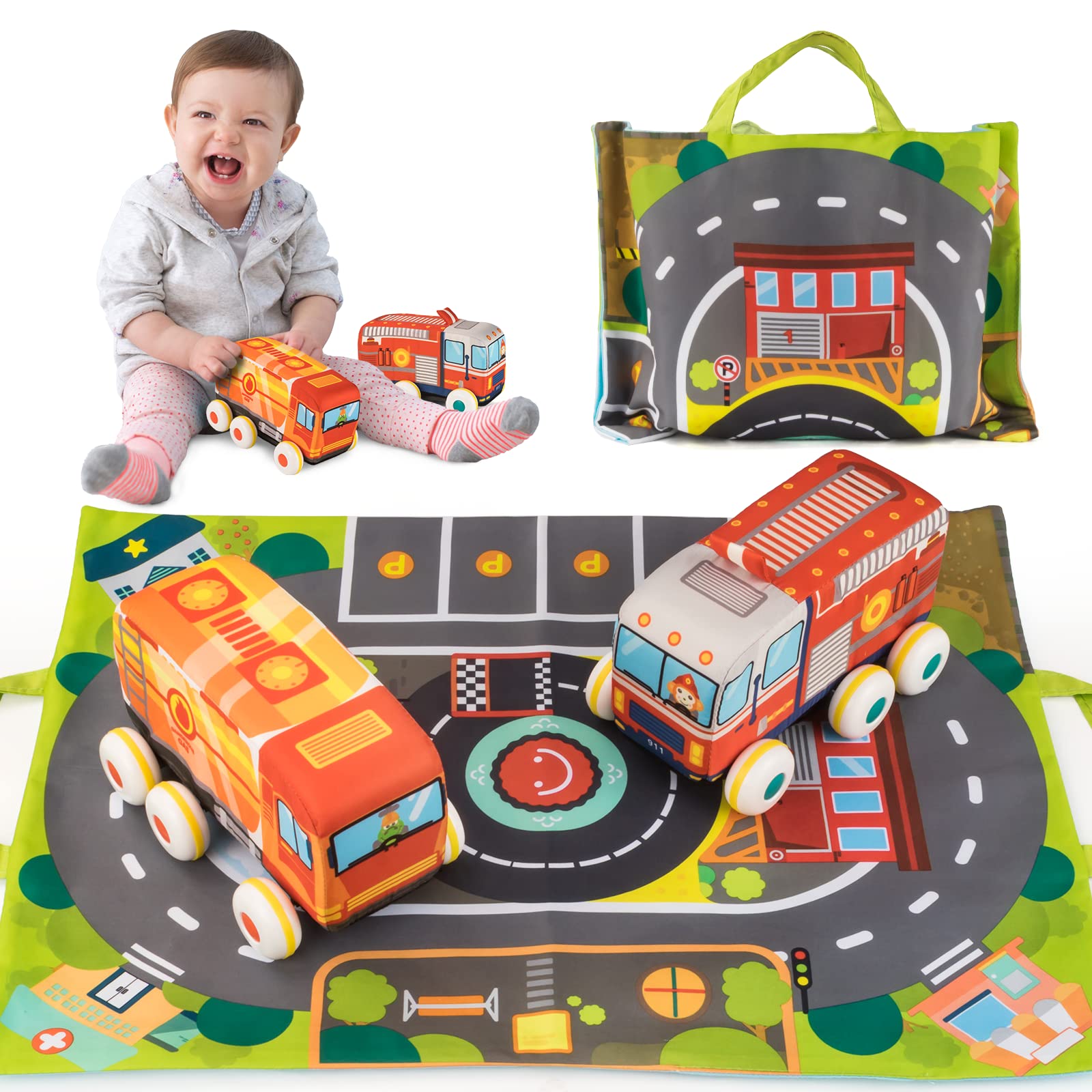 Set De Coche De Felpa Suave Unih De Car Toys Con Tapete De Juego Para Niños De 1 A 3 Años - Venta Internacional.