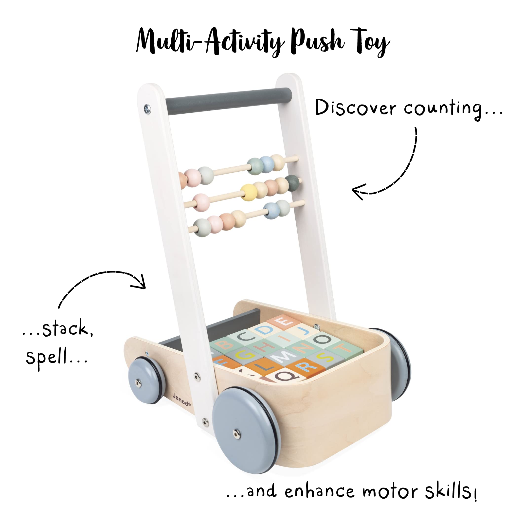 Foto 5 pulgar | Carrito Push Toy Janod Sweet Cocoon Abc Block Con 20 Bloques Abc - Venta Internacional.