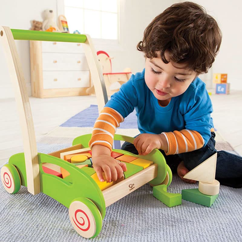 Foto 2 | Carrito De Madera Para Niños Pequeños Con Forma De Bloque Y Rollo Para Empujar Y Tirar - Venta Internacional.