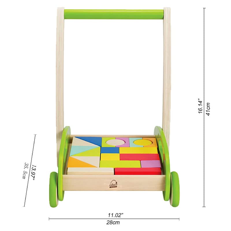 Foto 4 pulgar | Carrito De Madera Para Niños Pequeños Con Forma De Bloque Y Rollo Para Empujar Y Tirar - Venta Internacional.